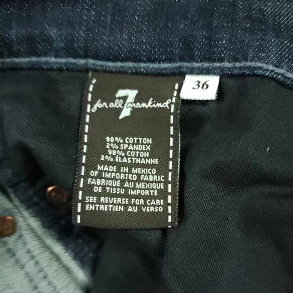 7 For All Mankind Jeans Mens 36 Standard Slim Straight Button Fly Whiskered Blue - Picture 5 of 8